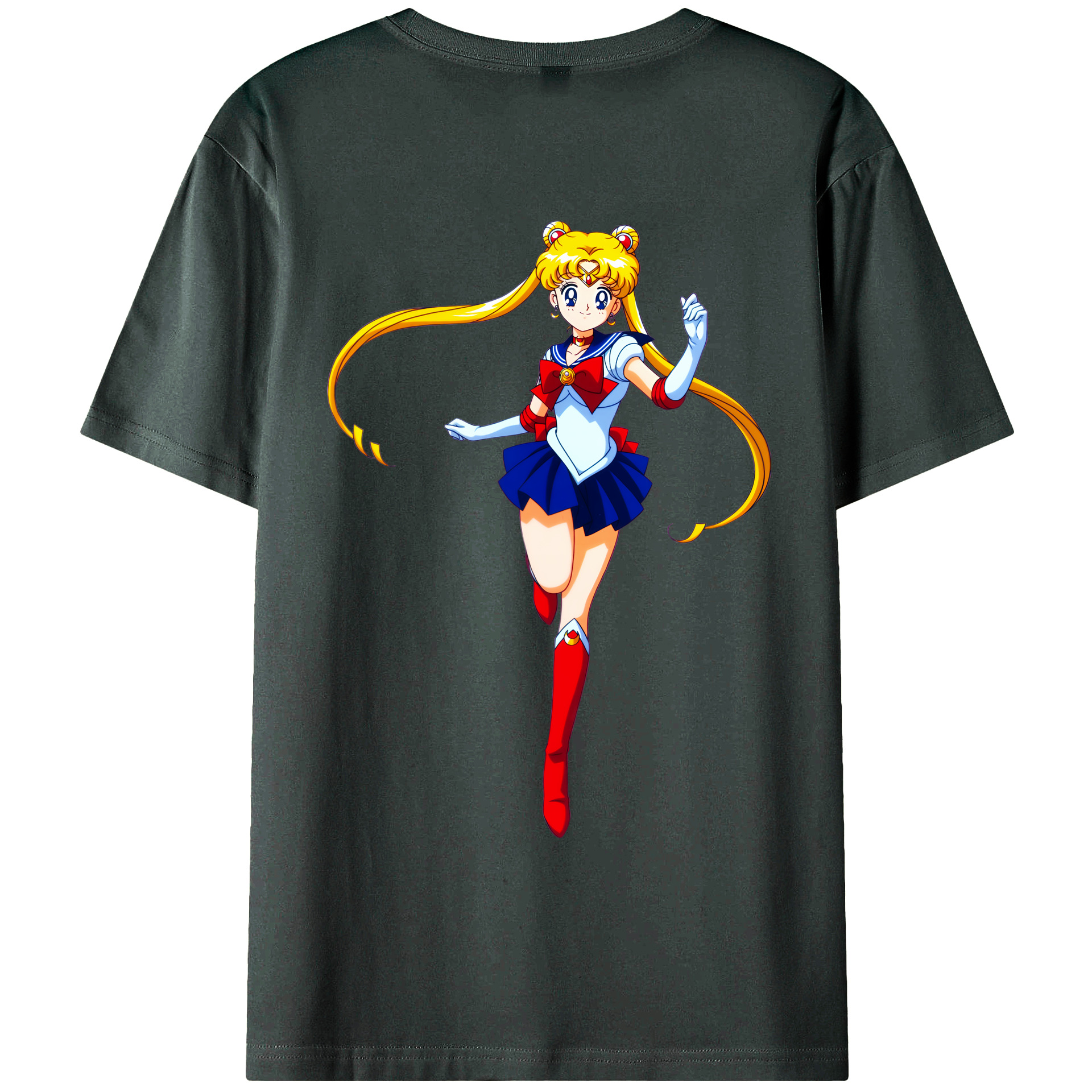 （画像用） 美少女戦士セーラームーン 月野 うさぎ つきの うさぎ Sailor Moon Tsukino Usagi 綿100％ メンズ半袖Tシャツ（バックプリント） 通気性